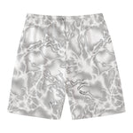 White Electric Lightning Print Men's Swim Trunks