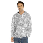 White Electric Lightning Print Men's Velvet Pullover Hoodie