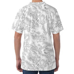 White Electric Lightning Print Men's Velvet T-Shirt