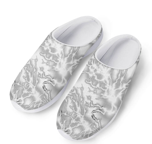 White Electric Lightning Print Mesh Casual Shoes