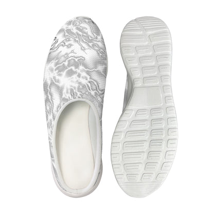 White Electric Lightning Print Mesh Casual Shoes