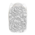 White Electric Lightning Print Mesh Laundry Hamper