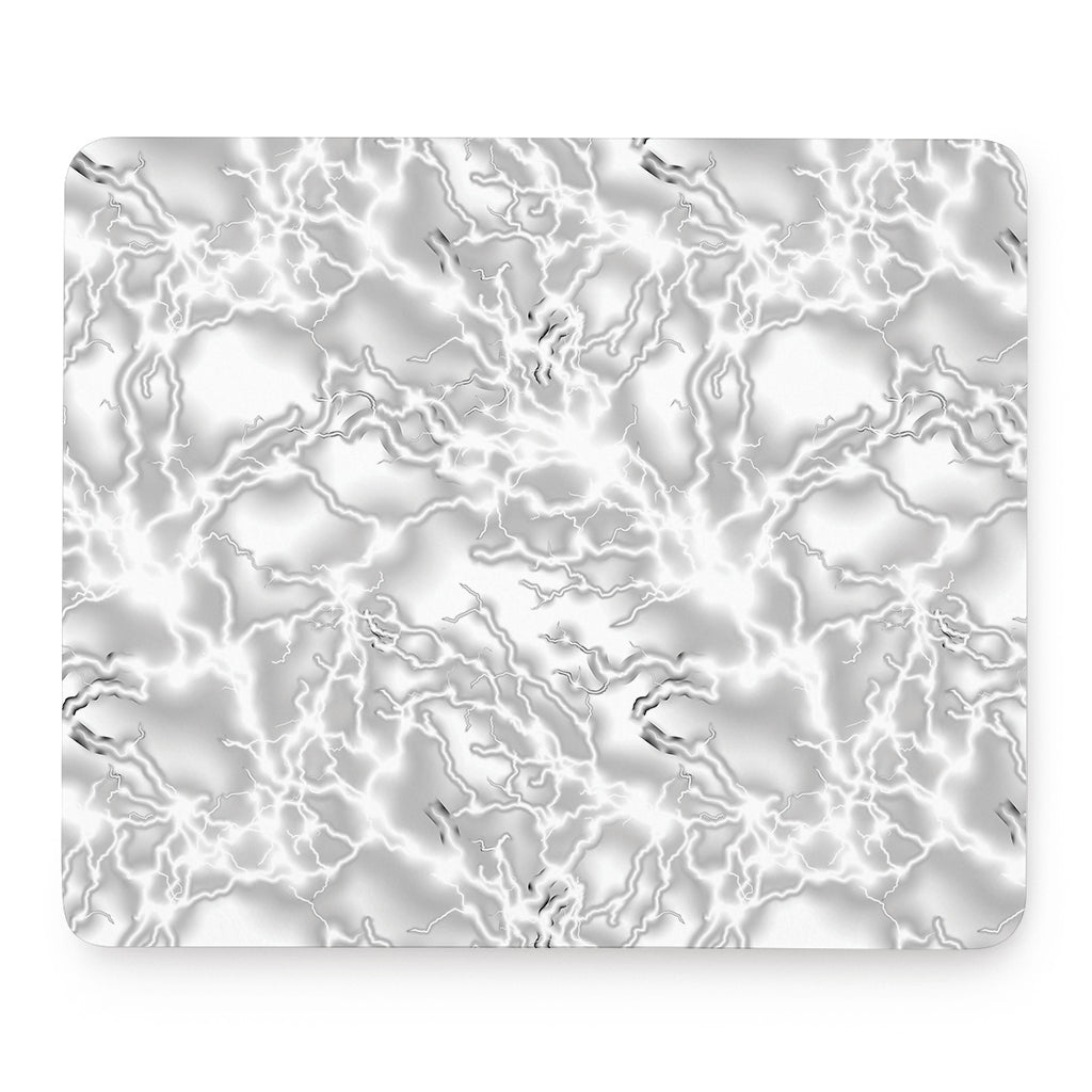 White Electric Lightning Print Mouse Pad