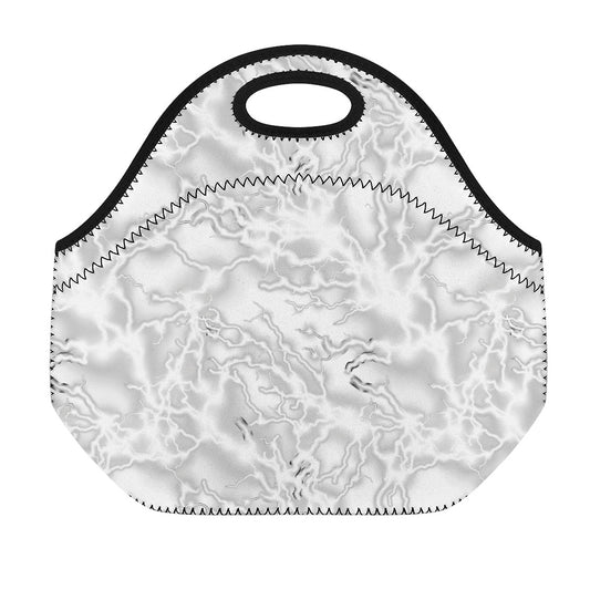 White Electric Lightning Print Neoprene Lunch Bag