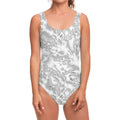 White Electric Lightning Print One Piece Swimsuit
