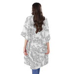 White Electric Lightning Print Open Front Beach Cover Up