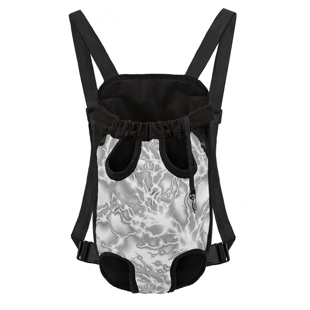 White Electric Lightning Print Pet Carrier Backpack