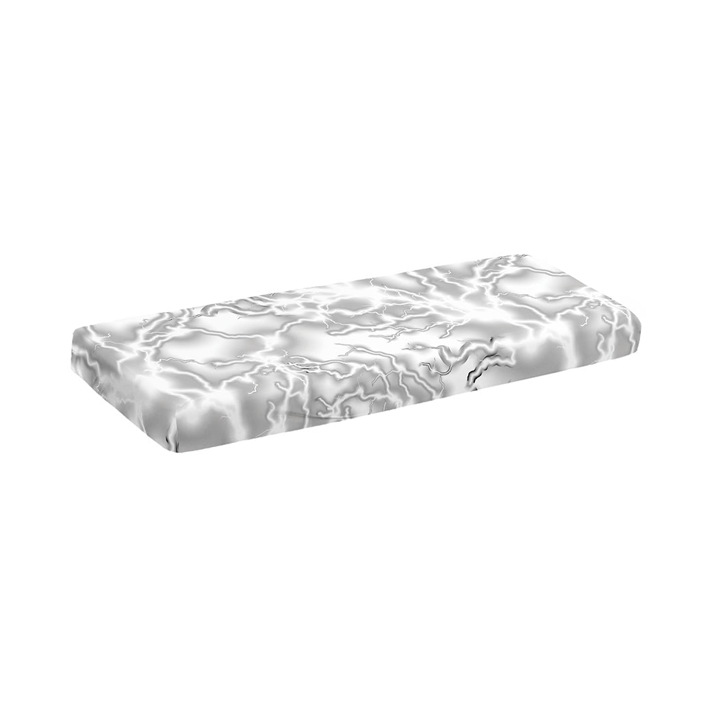 White Electric Lightning Print Piano Keyboard Cover
