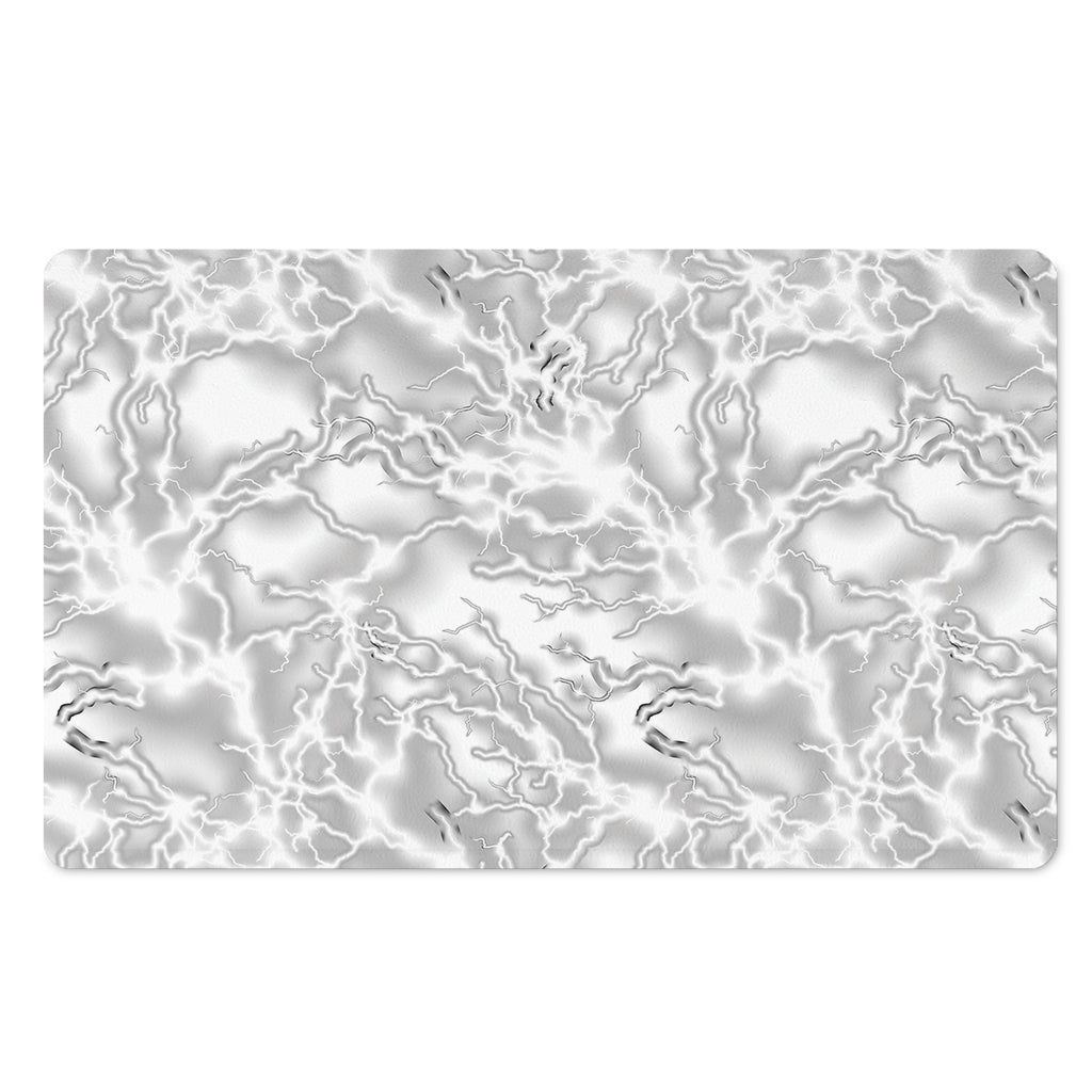 White Electric Lightning Print Polyester Doormat