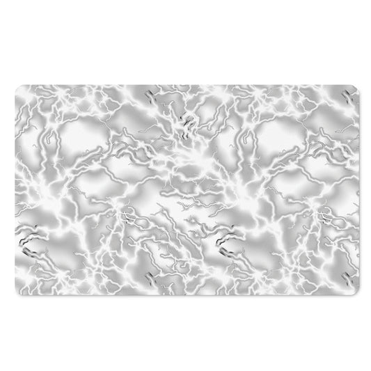 White Electric Lightning Print Polyester Doormat
