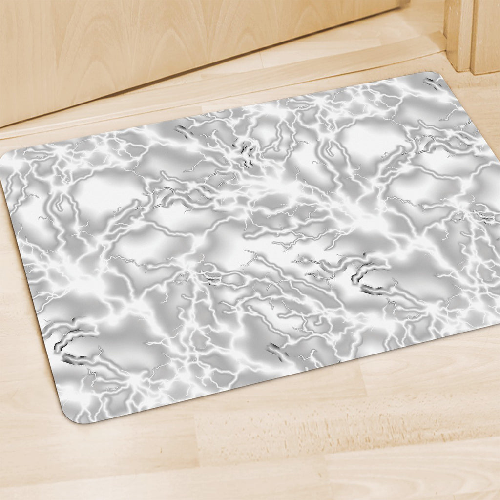 White Electric Lightning Print Polyester Doormat