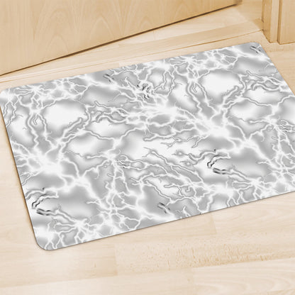 White Electric Lightning Print Polyester Doormat