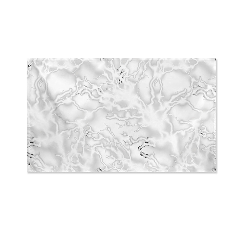 White Electric Lightning Print Polyester Flag
