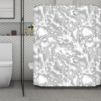 White Electric Lightning Print Polyester Shower Curtain