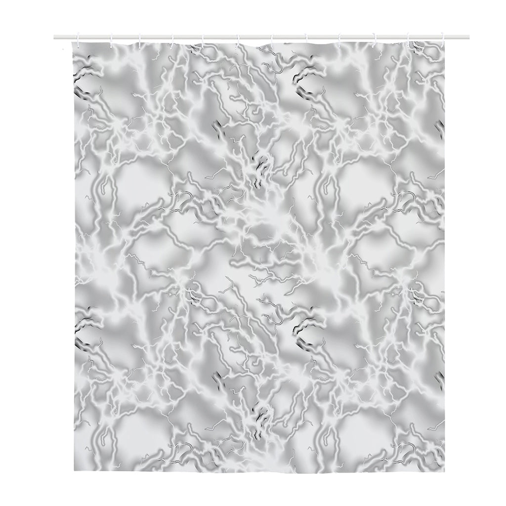 White Electric Lightning Print Polyester Shower Curtain