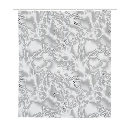 White Electric Lightning Print Polyester Shower Curtain