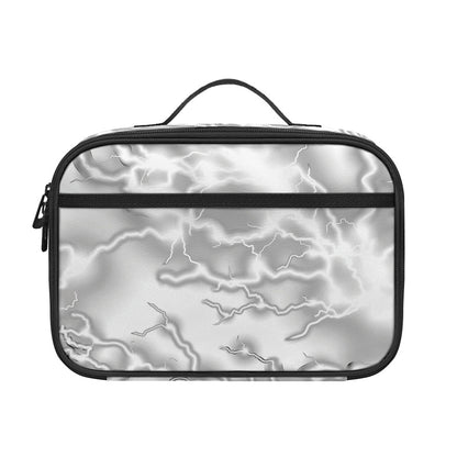 White Electric Lightning Print Portable Lunch Bag
