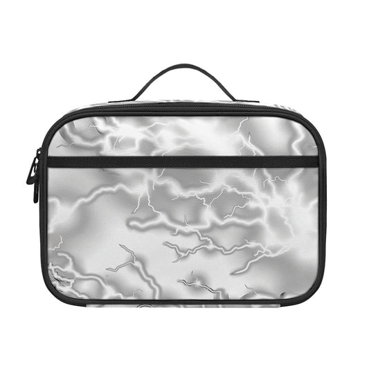 White Electric Lightning Print Portable Lunch Bag