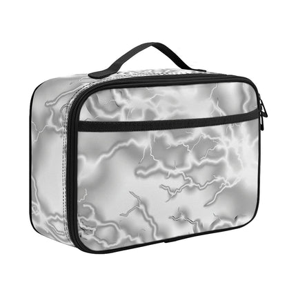 White Electric Lightning Print Portable Lunch Bag