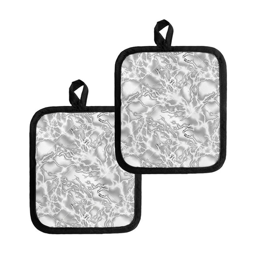 White Electric Lightning Print Pot Holders