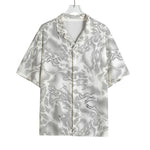 White Electric Lightning Print Rayon Hawaiian Shirt