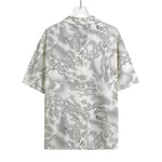 White Electric Lightning Print Rayon Hawaiian Shirt