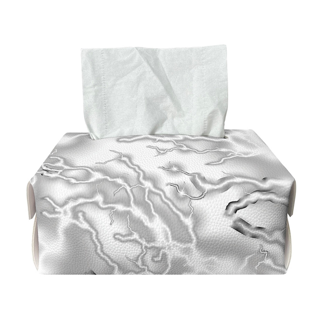 White Electric Lightning Print Rectangle Tissue Box Cover