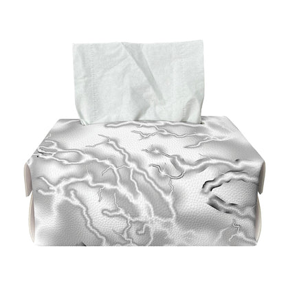 White Electric Lightning Print Rectangle Tissue Box Cover