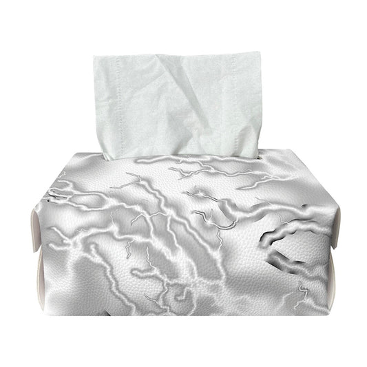 White Electric Lightning Print Rectangle Tissue Box Cover