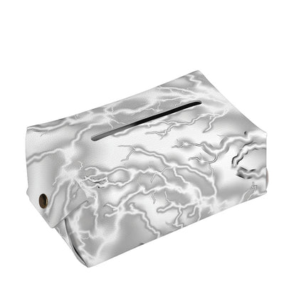 White Electric Lightning Print Rectangle Tissue Box Cover
