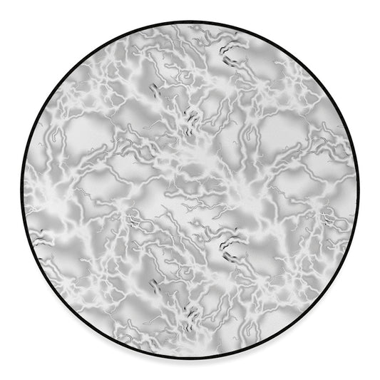 White Electric Lightning Print Round Floor Mat