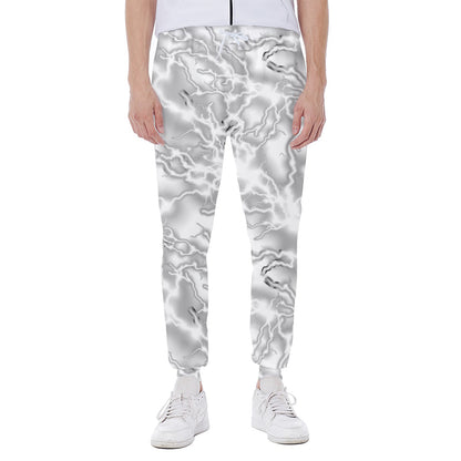 White Electric Lightning Print Scuba Joggers