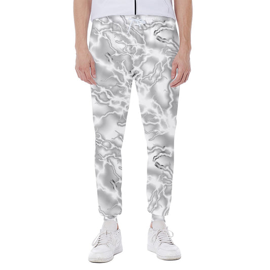White Electric Lightning Print Scuba Joggers