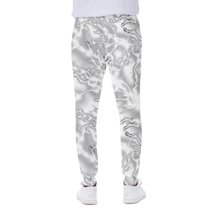 White Electric Lightning Print Scuba Joggers