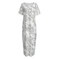 White Electric Lightning Print Short Sleeve Long Nightdress