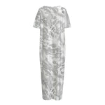 White Electric Lightning Print Short Sleeve Long Nightdress