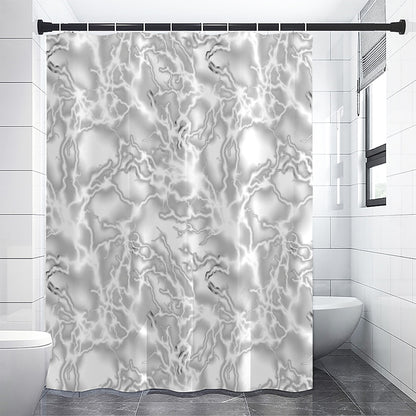 White Electric Lightning Print Shower Curtain