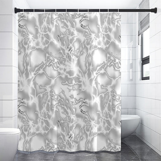 White Electric Lightning Print Shower Curtain