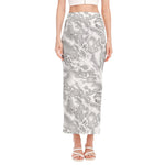 White Electric Lightning Print Side Slit Maxi Skirt