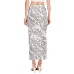 White Electric Lightning Print Side Slit Maxi Skirt