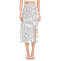 White Electric Lightning Print Side Slit Midi Skirt