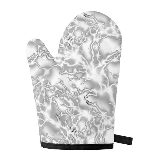 White Electric Lightning Print Single Oven Mitt