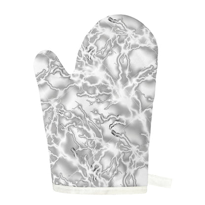 White Electric Lightning Print Single Oven Mitt