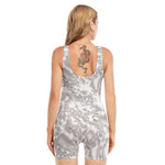 White Electric Lightning Print Sleeveless One Piece Swimsuit