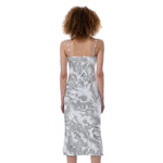 White Electric Lightning Print Slim Fit Midi Cami Dress