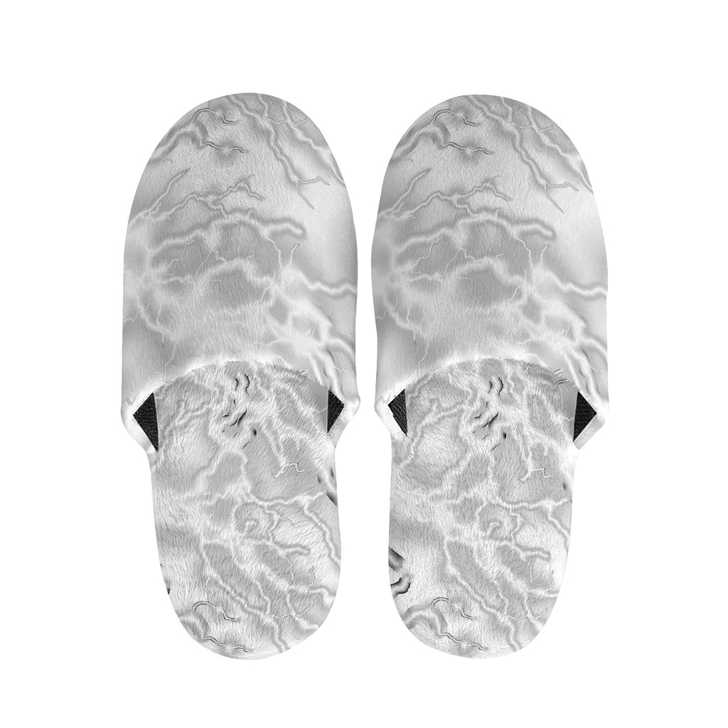 White Electric Lightning Print Slippers