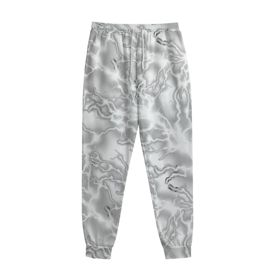 White Electric Lightning Print Sweatpants