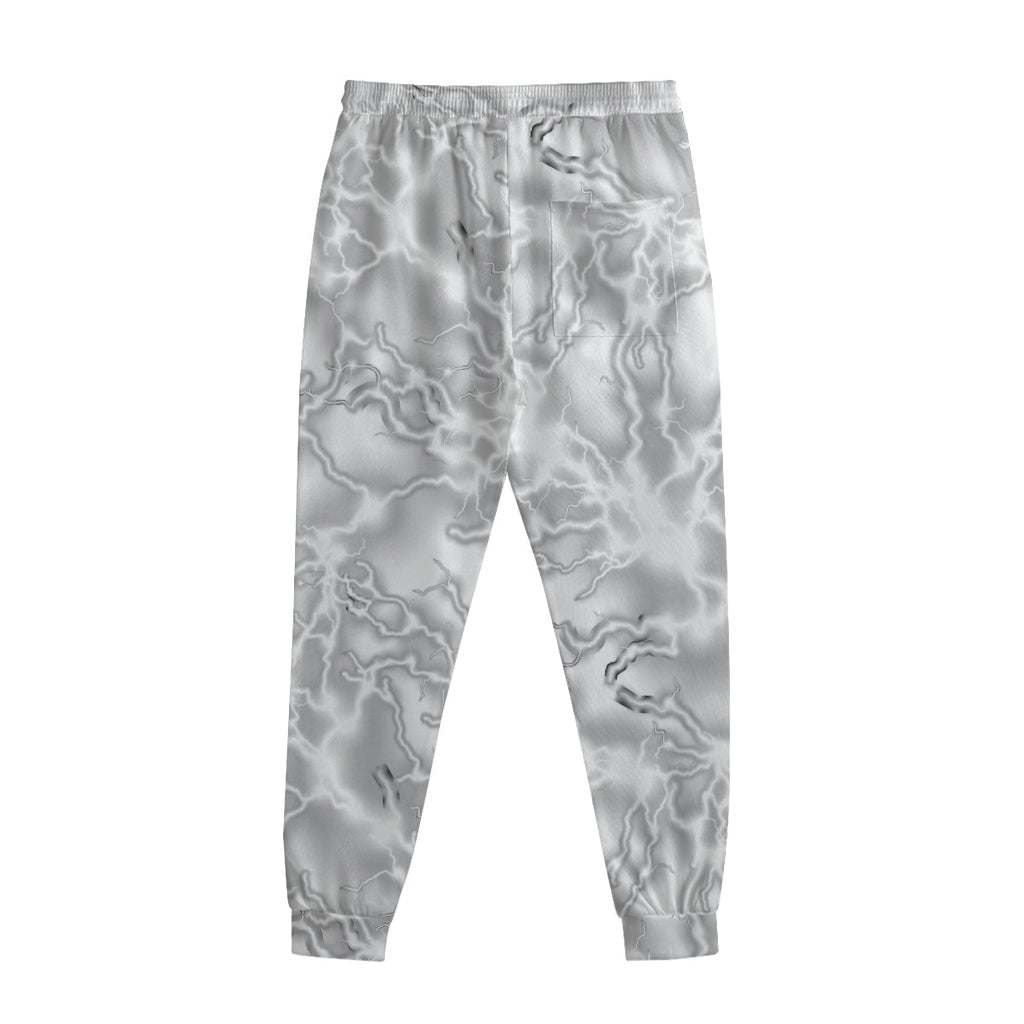 White Electric Lightning Print Sweatpants