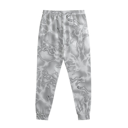 White Electric Lightning Print Sweatpants
