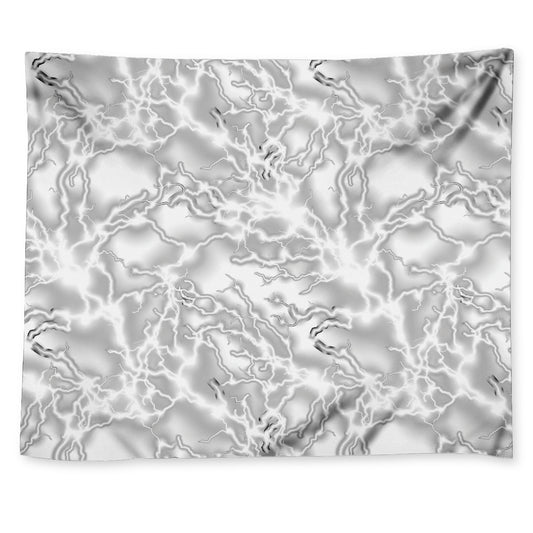 White Electric Lightning Print Tapestry